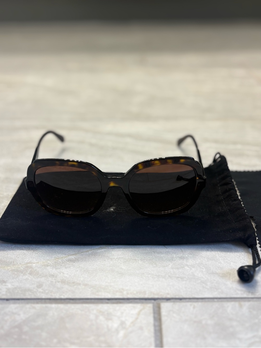 Prada Tortoiseshell Frame Brown-Black Lens Women's Sunglasses